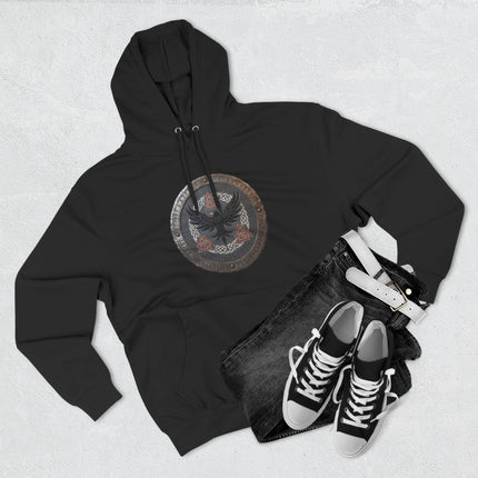 Norse Raven Shield Hoodie - Viking Mythology & Runic Symbols