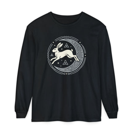 Celtic Hare T-Shirt | Moon and Knotwork Graphic Long Sleeve Tee