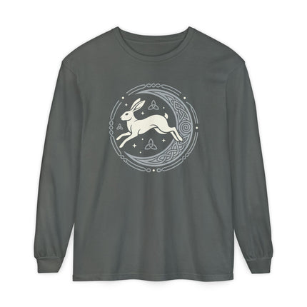 Celtic Hare T-Shirt | Moon and Knotwork Graphic Long Sleeve Tee