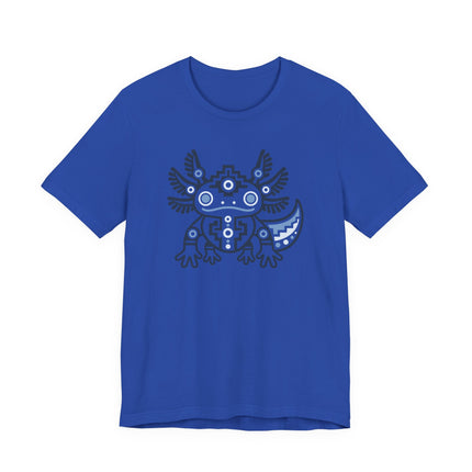 Aztec Axolotl T-Shirt | Teal and Gold Geometric Animal Design Tee