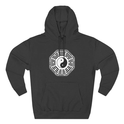 Black hoodie featuring the Yin Yang symbol and Bagua trigrams, representing balance and harmony.