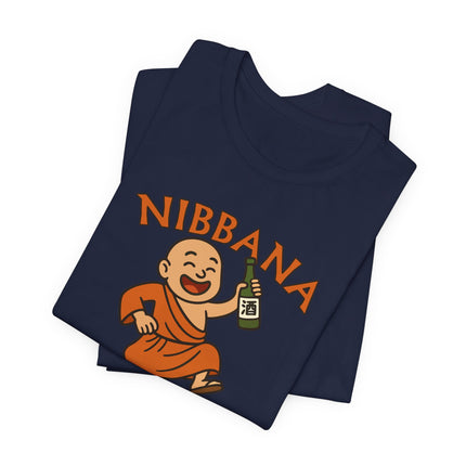 Nibbana Can Wait Monk T-Shirt | Funny Sake Bottle Buddhist Tee | Wait