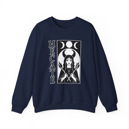 Hecate Goddess Sweatshirt | Triple Moon Witch Torches Key Magic Pullover V1
