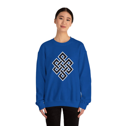 Endless Knot Buddhist Symbol Sweatshirt | Black and White Unisex Pullover V1
