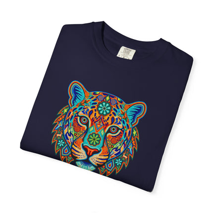 Psychedelic Huichol Jaguar Graphic T-Shirt | Colorful Mexican Art Tee