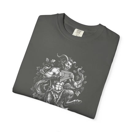 Greek Mythology Pan Graphic Tee | Flute Playing Satyr Art Comfort Colors T-Shirt