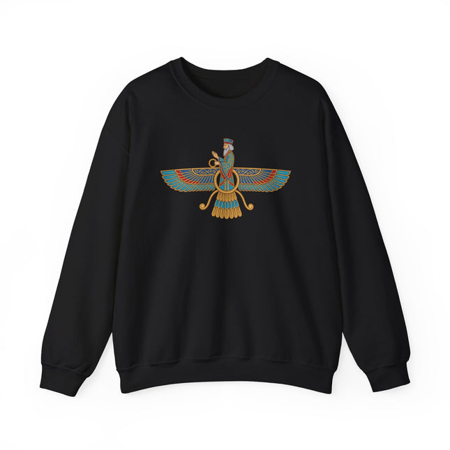 Faravahar Winged Symbol Sweatshirt | Zoroastrian Persian Graphic Pullover Sweatshirt