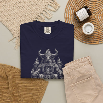 Moloch T-Shirt | Horned Throne Figure in Gothic Fantasy Art