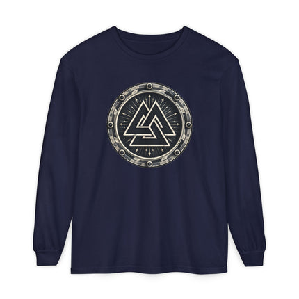 Valknut Norse Symbol Long Sleeve T-Shirt | Odin Mythology Graphic Tee