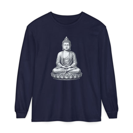 Meditating Buddha T-Shirt | Seated Lotus Figure Long Sleeve Tee