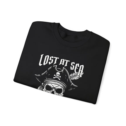 Nautical pirate skull graphic on a comfortable pullover sweatshirt.