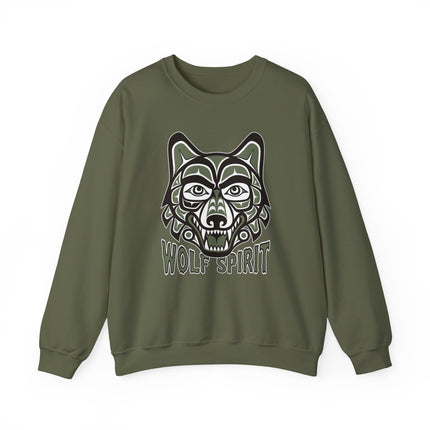 Wolf Spirit Native American Art Sweatshirt | Tribal Indigenous Graphic Unisex Pullover Sweatshirt