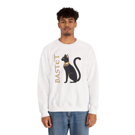 Bastet Cat Sweatshirt | Egyptian Goddess Graphic and Text Pullover | V2