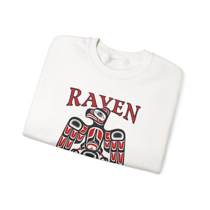 Raven Spirit Haida Indigenous Art pullover sweatshirt featuring traditional First Nations motifs.