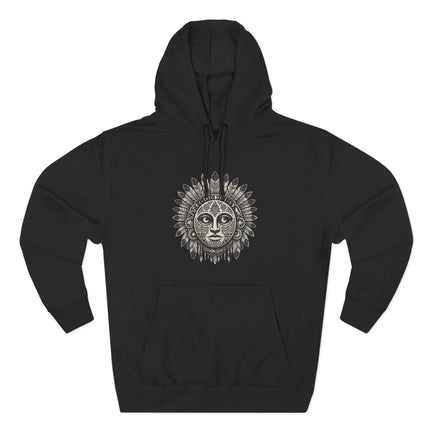 Tribal Lunar Mask Sacred Geometry Graphic Hoodie - Bohemian Style