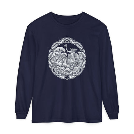Poseidon Chariot T-Shirt | Greek Sea God with Trident Long Sleeve Tee