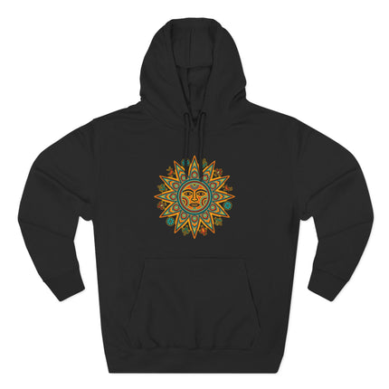 Huichol Sun Hoodie | Colorful Indigenous Mexican Art Pullover Hoodie