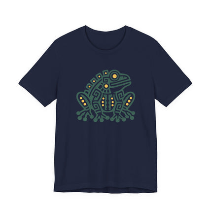 Aztec Frog T-Shirt | Green and Gold Geometric Animal Graphic Tee