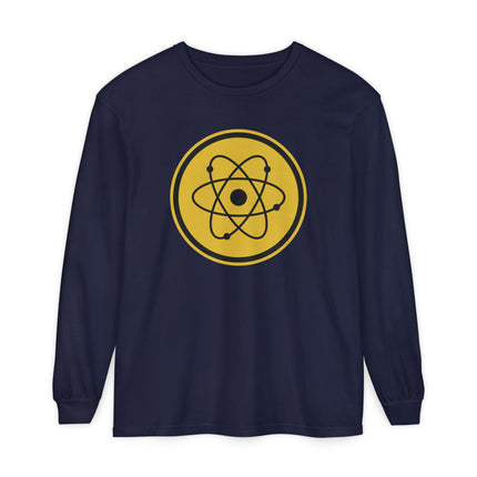 Atomic Orbit Long Sleeve T-Shirt | Yellow Science Symbol Graphic Tee