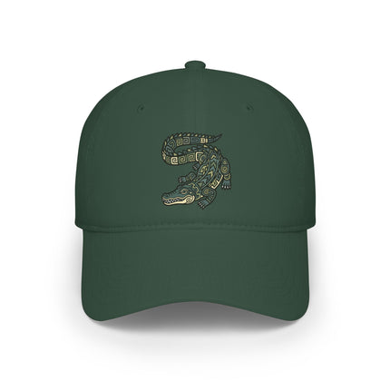 Mayan Crocodile DTF Print Baseball Cap | Ancient Civilization Art Hat