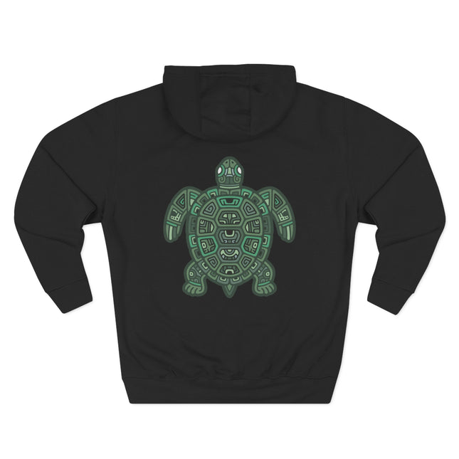 Geometric tribal sea turtle art design.