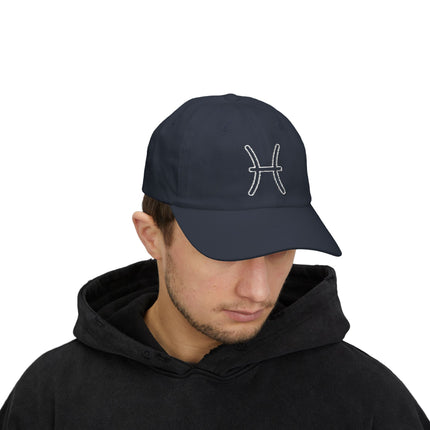 Pisces Outline Baseball Cap | Zodiac Astrological Sign Embroidered Hat