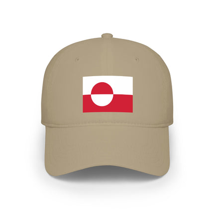 Tan baseball cap featuring the Greenland national flag design.