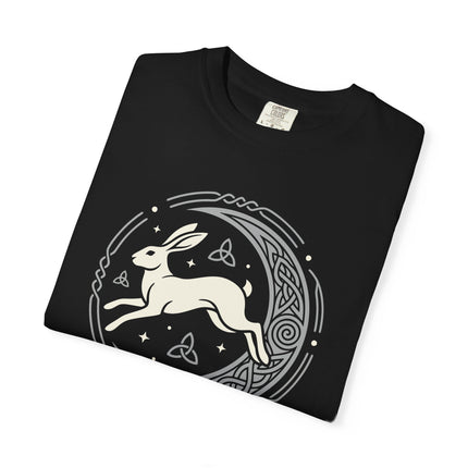 Celtic Hare and Crescent Moon T-Shirt | Knotwork Graphic Comfort Colors Tee