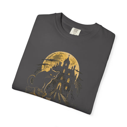 The Cat and the Canary T-Shirt | Moonlit Gothic Mansion Artwork