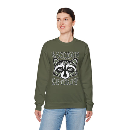 Indigenous raccoon spirit tribal art graphic on a unisex sweatshirt.