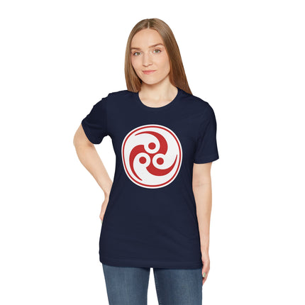 Red Tomoe Symbol T-Shirt | Japanese Mitsudomoe Triple Comma Graphic Tee
