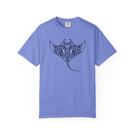 Mayan Manta Ray T-Shirt | Turquoise Geometric Ocean Graphic Tee