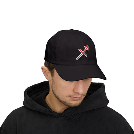 Sagittarius Zodiac Symbol Embroidered Hat | Red Arrow Horoscope Cap