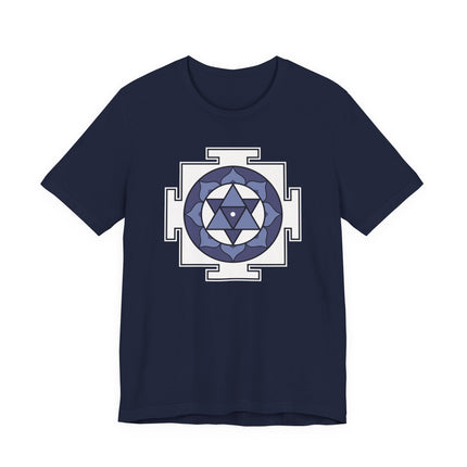 Shiva Yantra sacred geometry mandala graphic tee featuring Hindu spiritual symbolism.