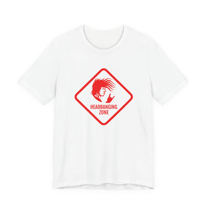 Headbanging Zone rock graphic t-shirt featuring a stylized metal silhouette design.