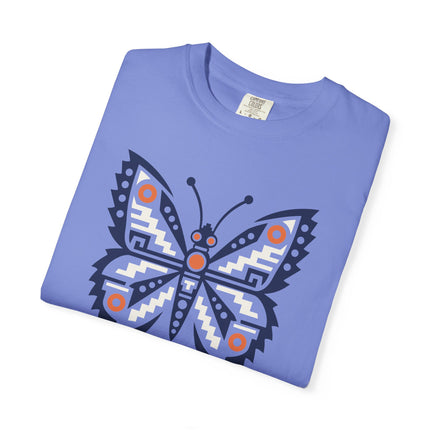 Aztec Butterfly T-Shirt | Red and Turquoise Geometric Wing Design Tee