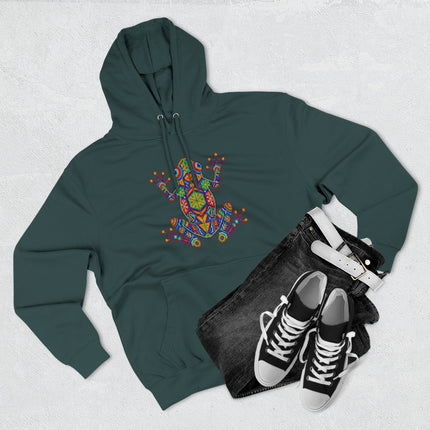 Huichol Frog Hoodie | Vibrant Mexican Indigenous Art Pullover Hoodie