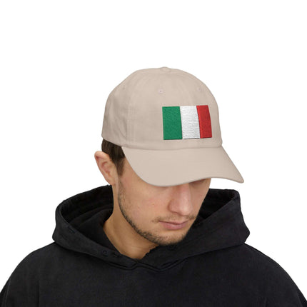 Italian flag embroidered baseball cap with green, white, and red national colors.
