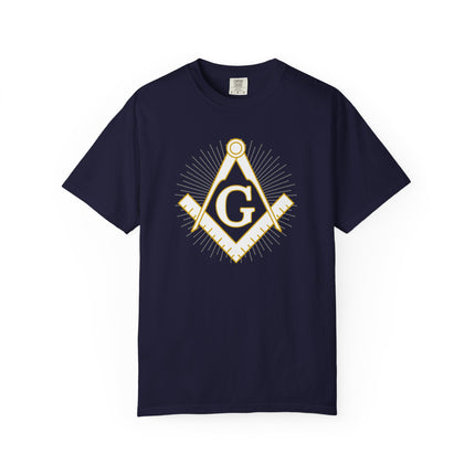 Masonic Square and Compass Black Graphic T-Shirt | Sacred Geometry Tee
