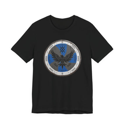 Viking Raven Shield T-Shirt - Norse Mythology Warrior Tee