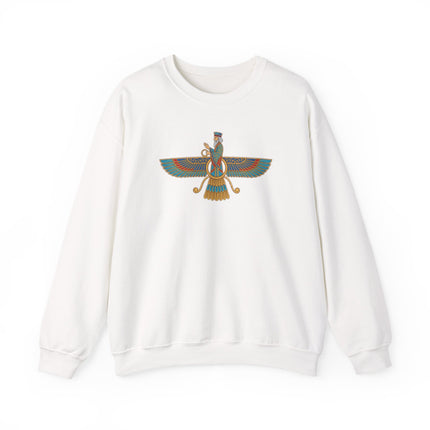 Faravahar winged zoroastrian symbol graphic sweatshirt pullover.