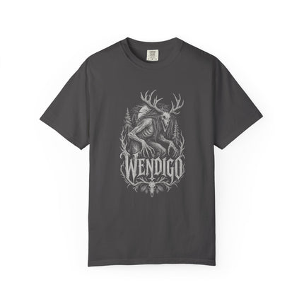 Wendigo T-Shirt | Antlered Forest Creature in Monochrome Horror Art