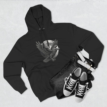 Raven with Moon Graphic Hoodie | Graphic Gothic Pullover V6