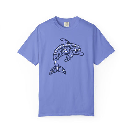 Mayan Dolphin T-Shirt | Turquoise Mesoamerican Inspired Graphic Tee