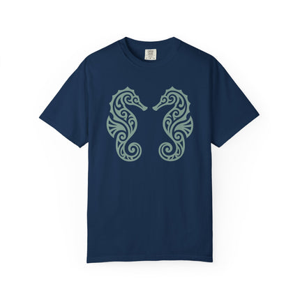 Tribal Seahorses T-Shirt | Ornate Marine Life Design Unisex Unisex Tee