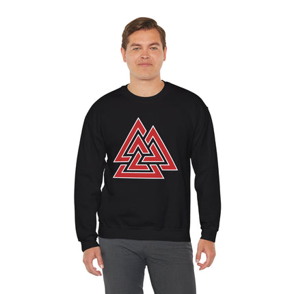 Red Valknut Norse Symbol Sweatshirt | Viking Asgard Symbol Unisex Pullover V1