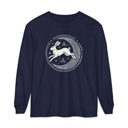 Celtic Hare T-Shirt | Moon and Knotwork Graphic Long Sleeve Tee