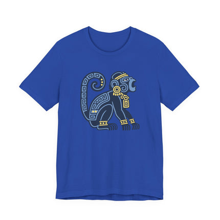 Mayan Howler Monkey T-Shirt | Rust and Gold Curled-Tail Graphic Tee