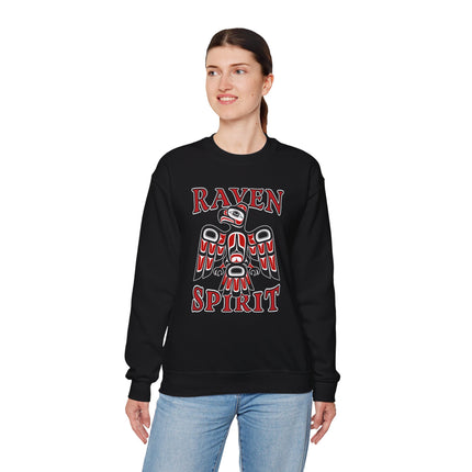 Raven Spirit sweatshirt featuring bold Haida formline art of a raven.