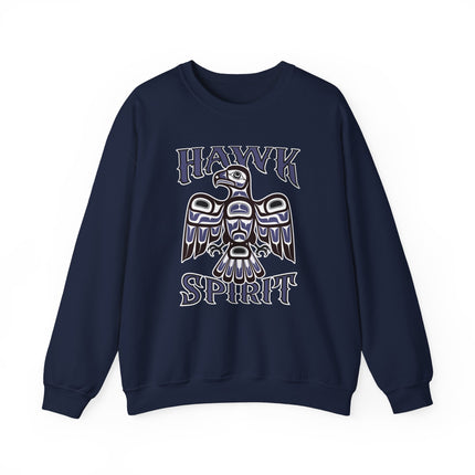 Hawk Spirit indigenous eagle artwork printed on a comfortable Native American style pullover sweatshirt.